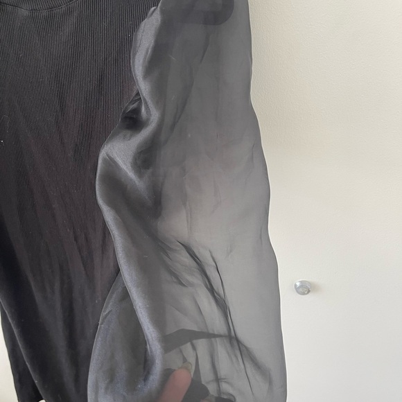 Sanctuary Black Ribbed Dress with Sheer Sleeves - Picture 3 of 6